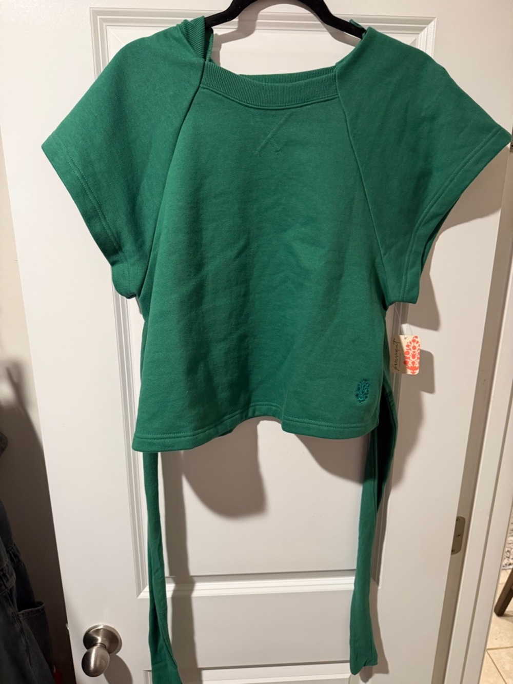 FP Movement by Free People Green Short-Sleeve Tie-Back Sweatshirt 🔥 Oversized XS